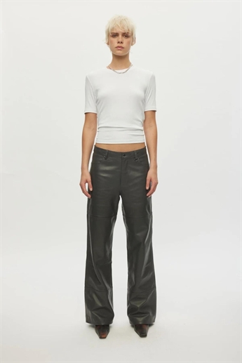 Oval Square, Time Leather Trousers, Asphalt